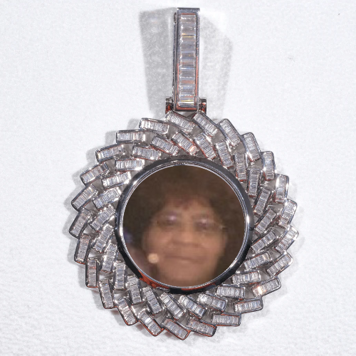 Large 3D Baguette Custom Picture Pendant