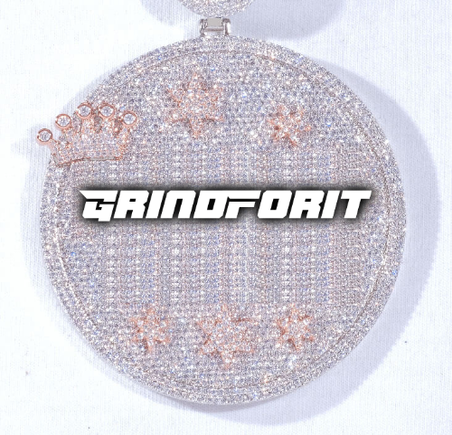 CUSTOM LETTER NECKLACE 3D BIG CROWN DISC