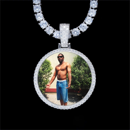 925S & VVS Moissanite 3D Circle Custom Picture Pendant