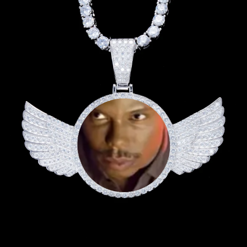 925S & VVS Moissanite 3D Wing Custom Picture Pendant