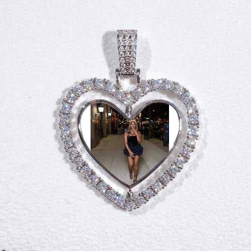 3D Spinning 2-Faced Heart Custom Picture Pendant