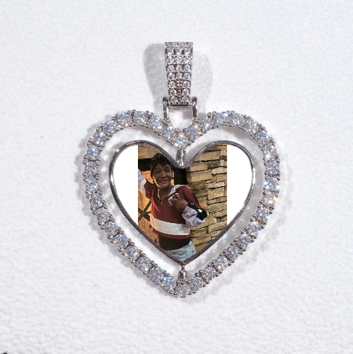 3D Spinning 2-Faced Heart Custom Picture Pendant