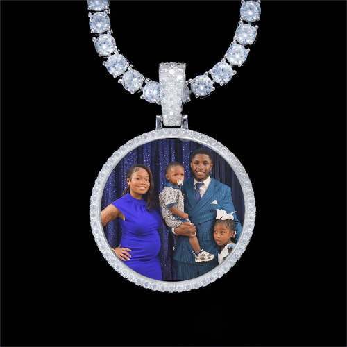 925S & VVS Moissanite 3D Circle Custom Picture Pendant