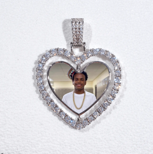 3D Spinning 2-Faced Heart Custom Picture Pendant