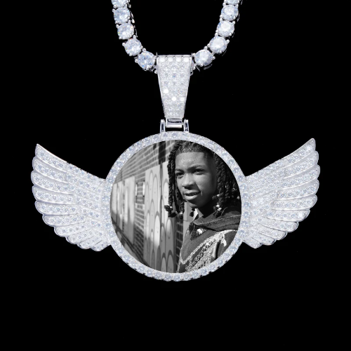 925S & VVS Moissanite 3D Wing Custom Picture Pendant