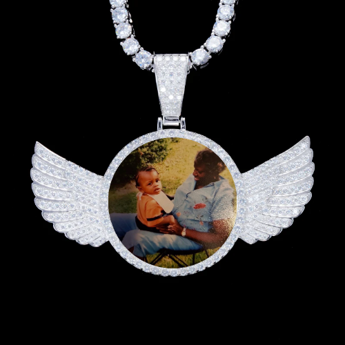 925S & VVS Moissanite 3D Wing Custom Picture Pendant