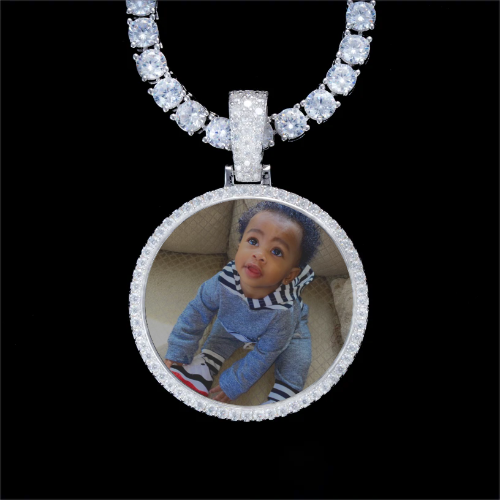 925S & VVS Moissanite 3D Circle Custom Picture Pendant