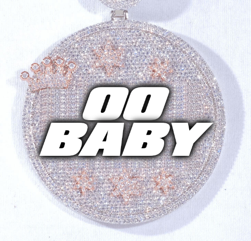 CUSTOM LETTER NECKLACE 3D BIG CROWN DISC