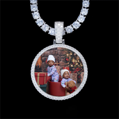 925S & VVS Moissanite 3D Circle Custom Picture Pendant