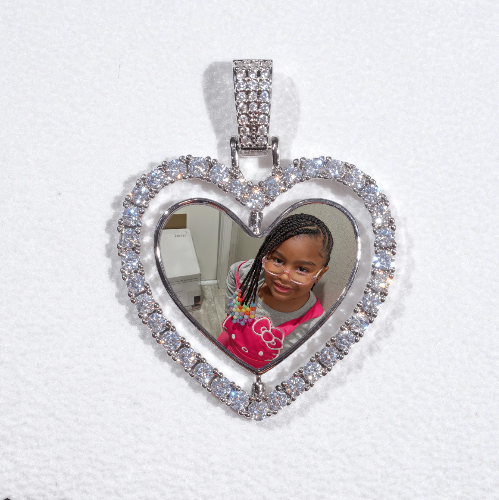 3D Spinning 2-Faced Heart Custom Picture Pendant