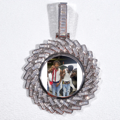 Large 3D Baguette Custom Picture Pendant