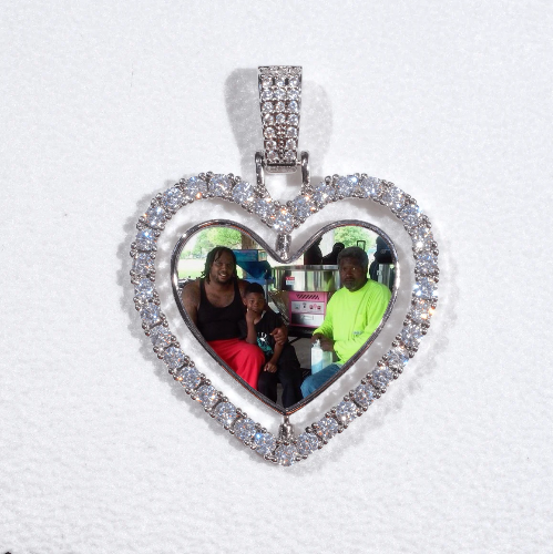 3D Spinning 2-Faced Heart Custom Picture Pendant