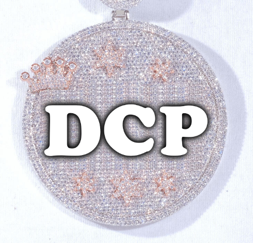 CUSTOM LETTER NECKLACE 3D BIG CROWN DISC