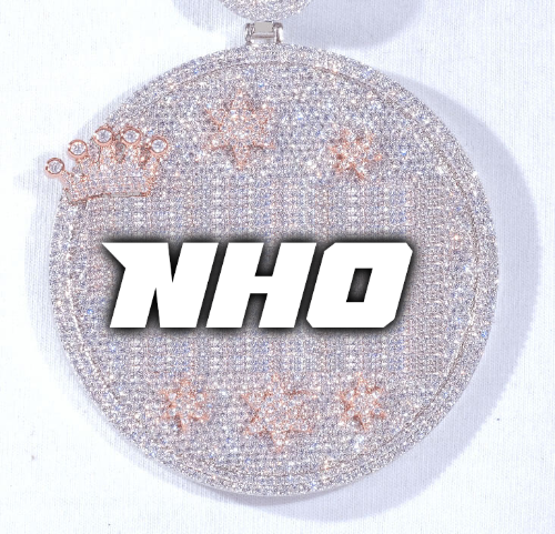 CUSTOM LETTER NECKLACE 3D BIG CROWN DISC