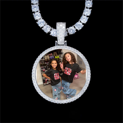 925S & VVS Moissanite 3D Circle Custom Picture Pendant