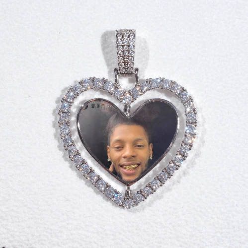3D Spinning 2-Faced Heart Custom Picture Pendant