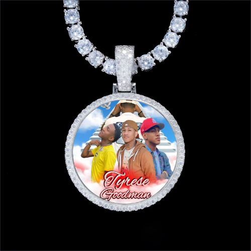 925S & VVS Moissanite 3D Circle Custom Picture Pendant
