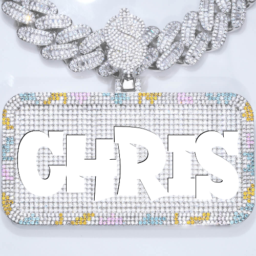 CUSTOM LETTER NECKLACE 3D COLORFUL SQUARE