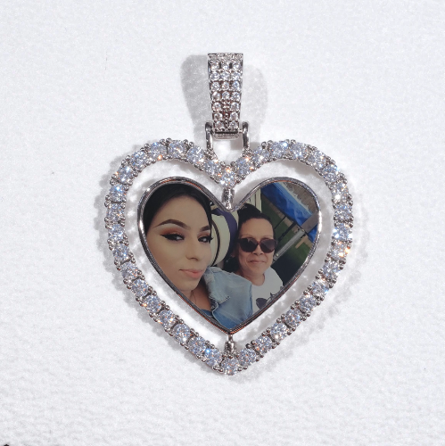 3D Spinning 2-Faced Heart Custom Picture Pendant