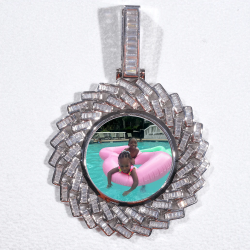 Large 3D Baguette Custom Picture Pendant