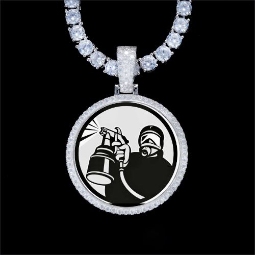 925S & VVS Moissanite 3D Circle Custom Picture Pendant