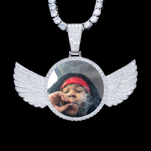 925S & VVS Moissanite 3D Wing Custom Picture Pendant
