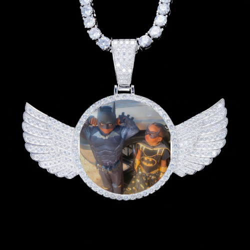 925S & VVS Moissanite 3D Wing Custom Picture Pendant