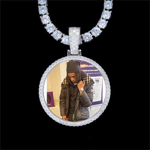 925S & VVS Moissanite 3D Circle Custom Picture Pendant