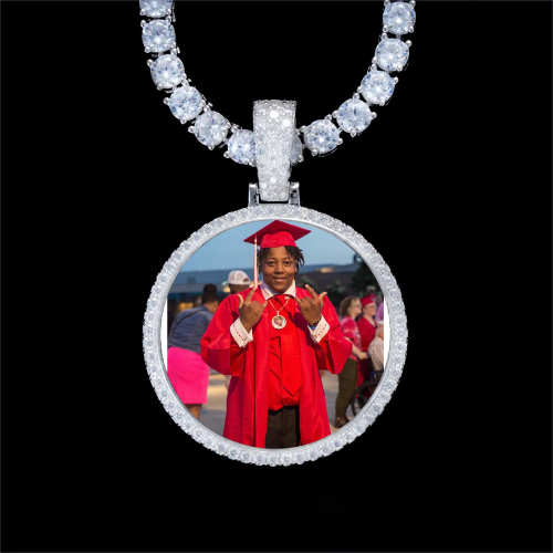 925S & VVS Moissanite 3D Circle Custom Picture Pendant
