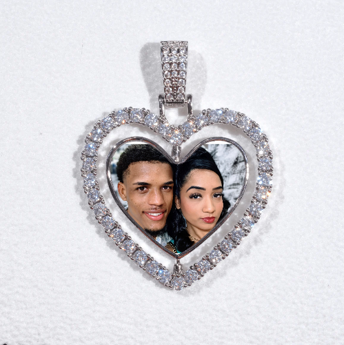 3D Spinning 2-Faced Heart Custom Picture Pendant