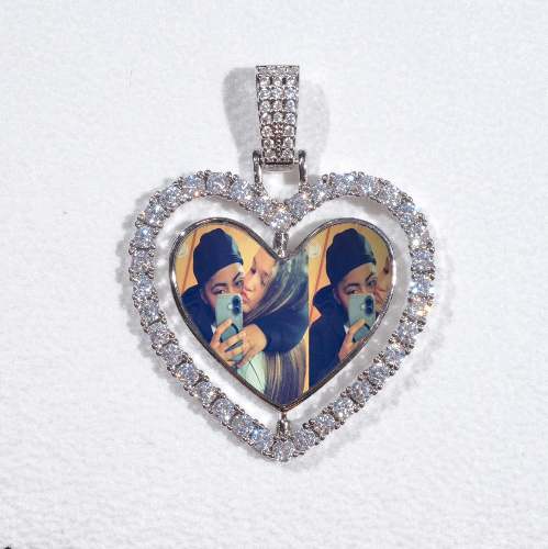 3D Spinning 2-Faced Heart Custom Picture Pendant