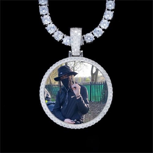 925S & VVS Moissanite 3D Circle Custom Picture Pendant