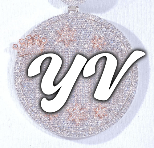 CUSTOM LETTER NECKLACE 3D BIG CROWN DISC