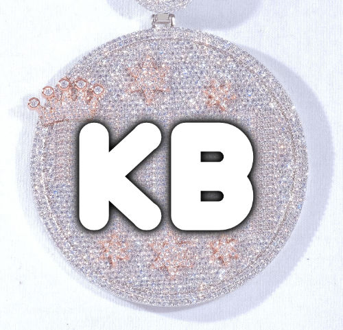CUSTOM LETTER NECKLACE 3D BIG CROWN DISC