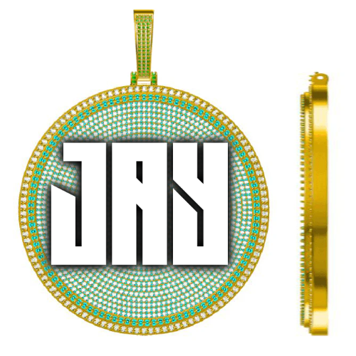 CUSTOM LETTER NECKLACE 3D BIG DISC