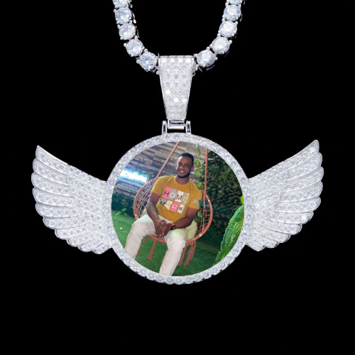 925S & VVS Moissanite 3D Wing Custom Picture Pendant