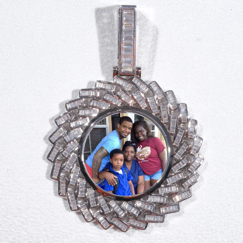 Large 3D Baguette Custom Picture Pendant