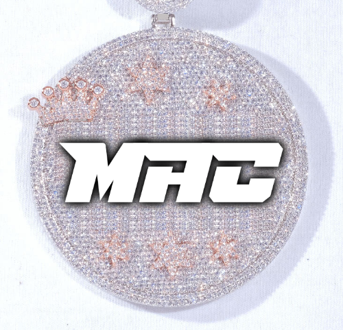 CUSTOM LETTER NECKLACE 3D BIG CROWN DISC