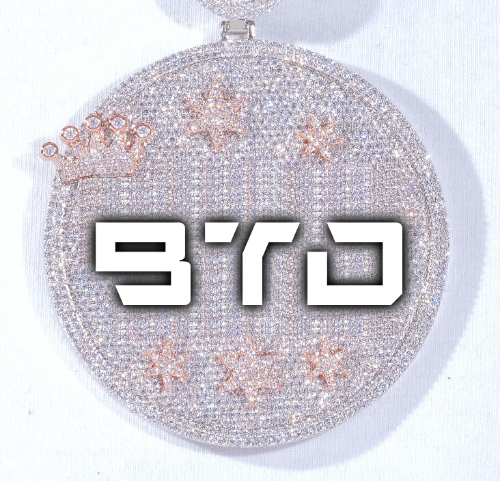 CUSTOM LETTER NECKLACE 3D BIG CROWN DISC