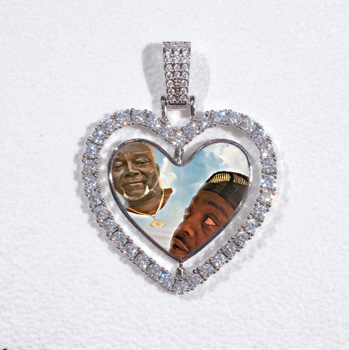 3D Spinning 2-Faced Heart Custom Picture Pendant