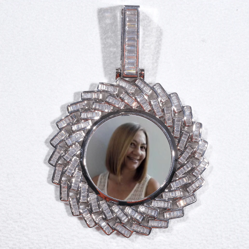 Large 3D Baguette Custom Picture Pendant
