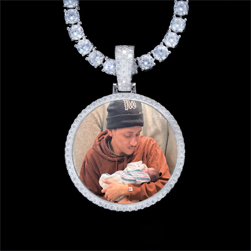 925S & VVS Moissanite 3D Circle Custom Picture Pendant