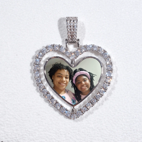 3D Spinning 2-Faced Heart Custom Picture Pendant