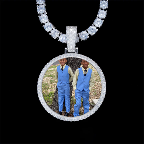 925S & VVS Moissanite 3D Circle Custom Picture Pendant
