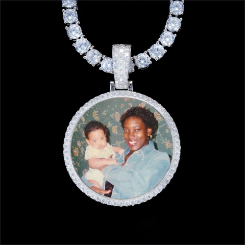 925S & VVS Moissanite 3D Circle Custom Picture Pendant