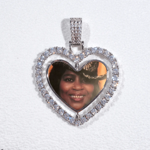 3D Spinning 2-Faced Heart Custom Picture Pendant