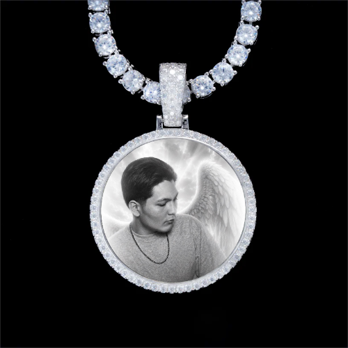 925S & VVS Moissanite 3D Circle Custom Picture Pendant
