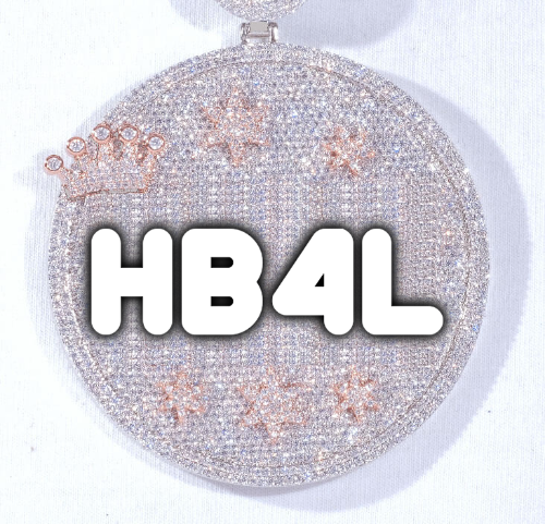 CUSTOM LETTER NECKLACE 3D BIG CROWN DISC