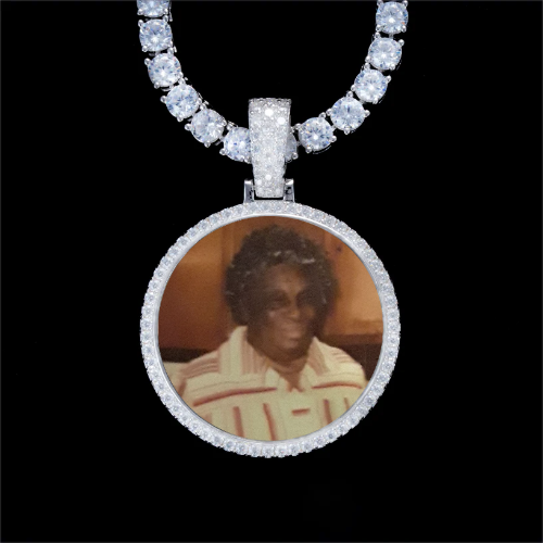 925S & VVS Moissanite 3D Circle Custom Picture Pendant