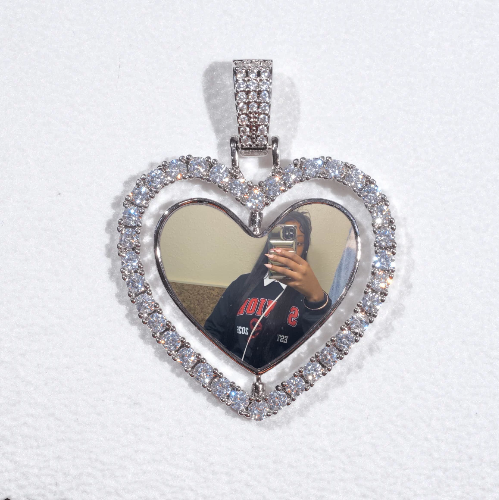 3D Spinning 2-Faced Heart Custom Picture Pendant